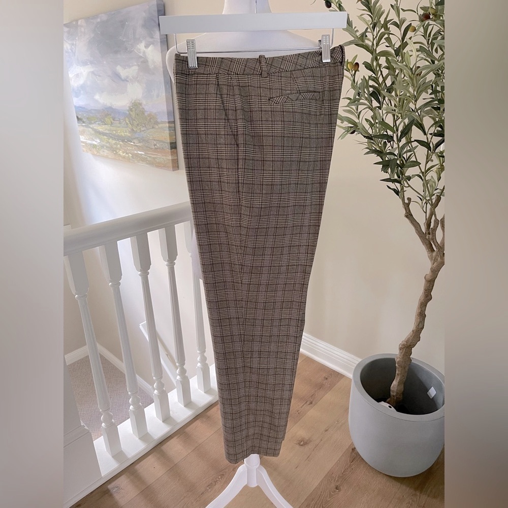Tommy Hilfiger Women’s Tan Plaid Flat Front Trouser Pants